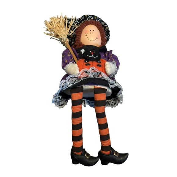 Shelf Sitter Witch Avon Porcelain Doll Gift Collection VTG Halloween Cat READ - Picture 5 of 6